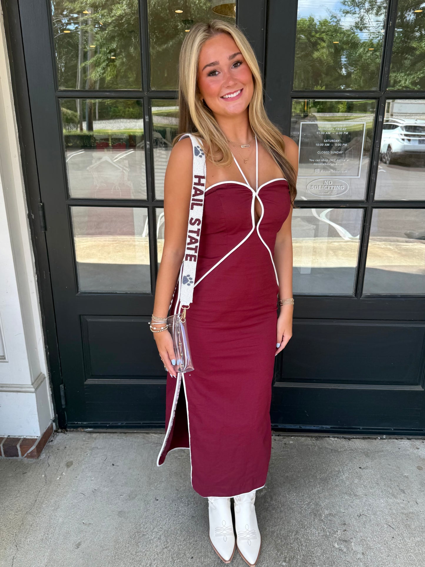 Contrast Piping Slit Midi (5 colors)