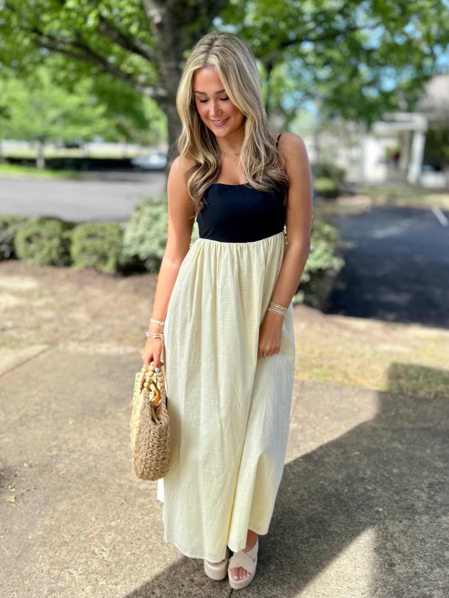 Cream/Black Color Block Maxi