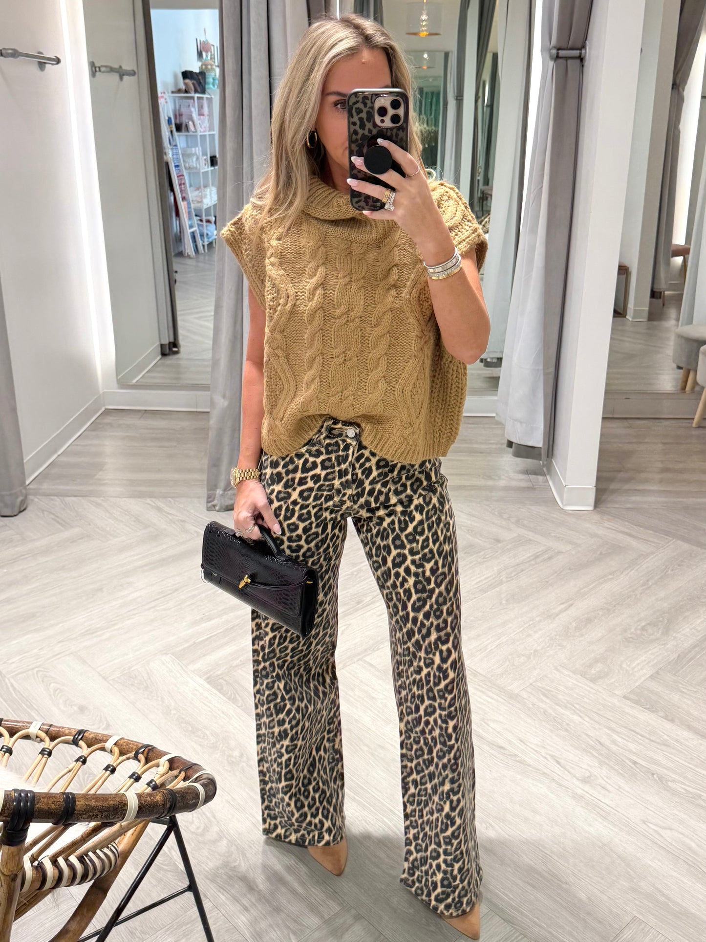 Leopard Print High Rise Wide Leg