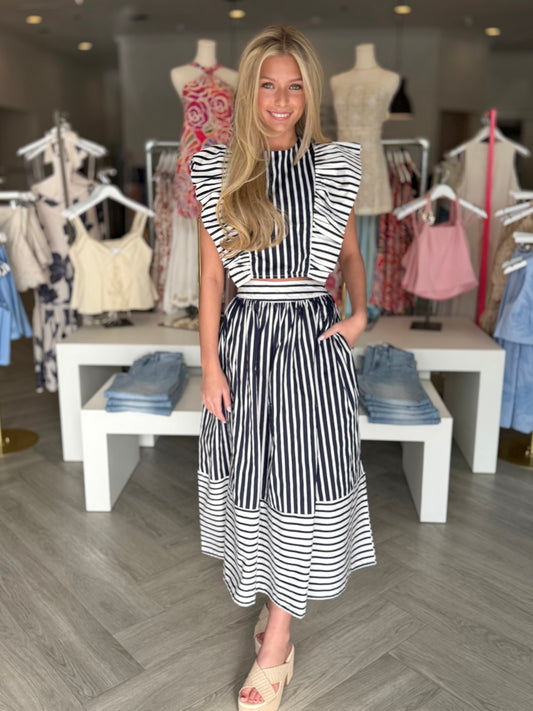 Navy Reverse Stripe Top