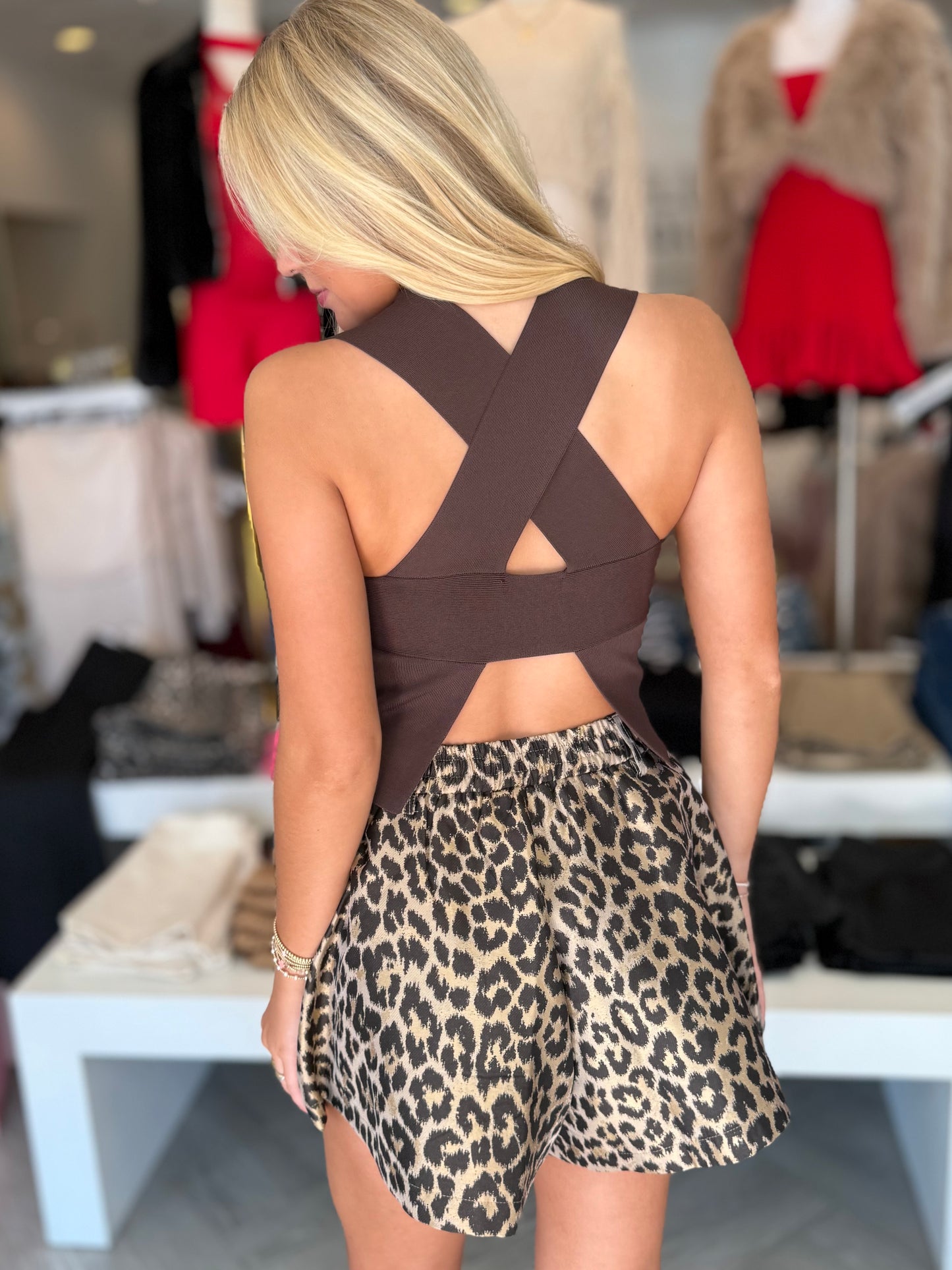 Choco Brown Cutout Back Top