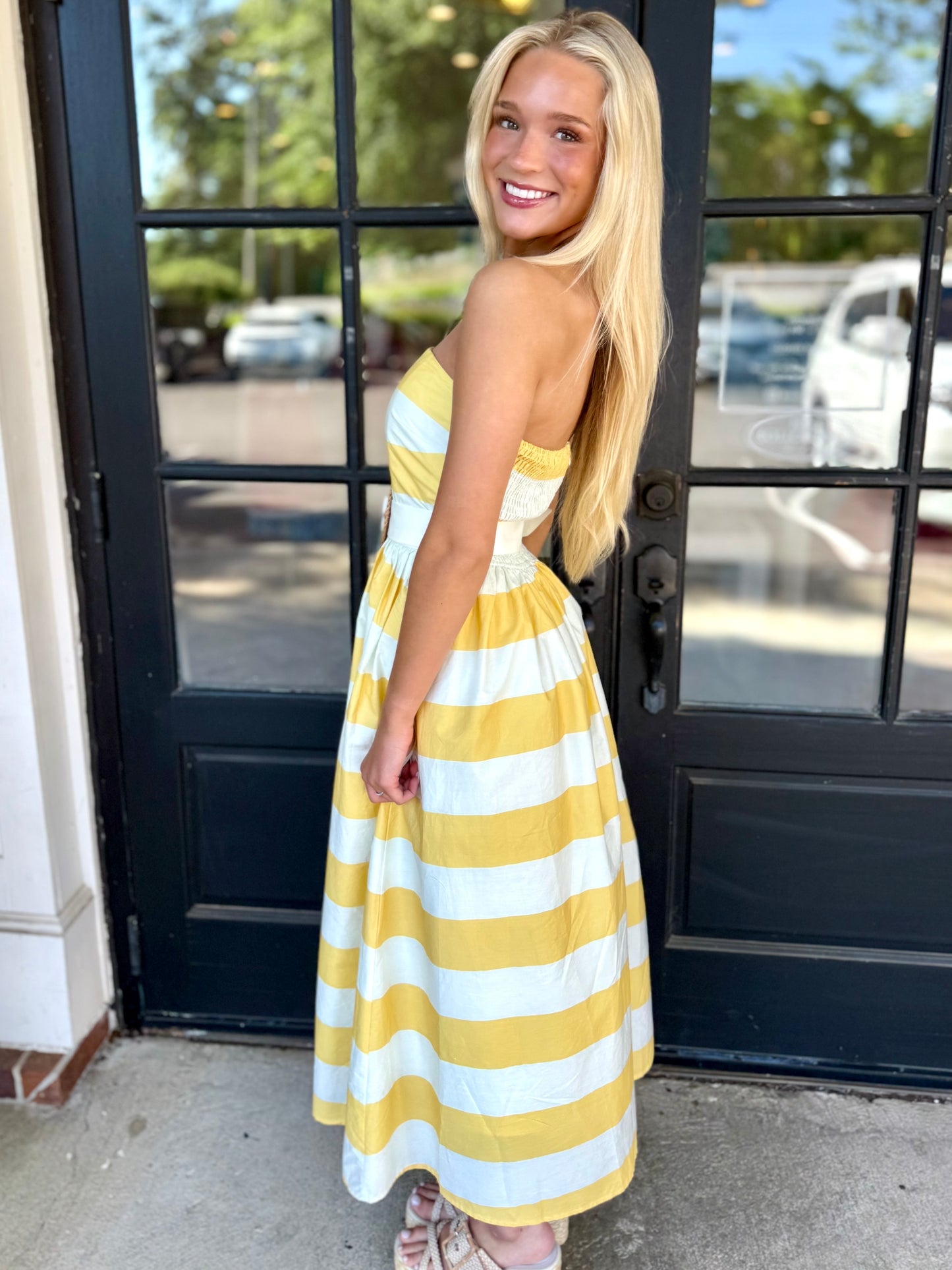 Strapless Belted Stripe Maxi (3 colors)