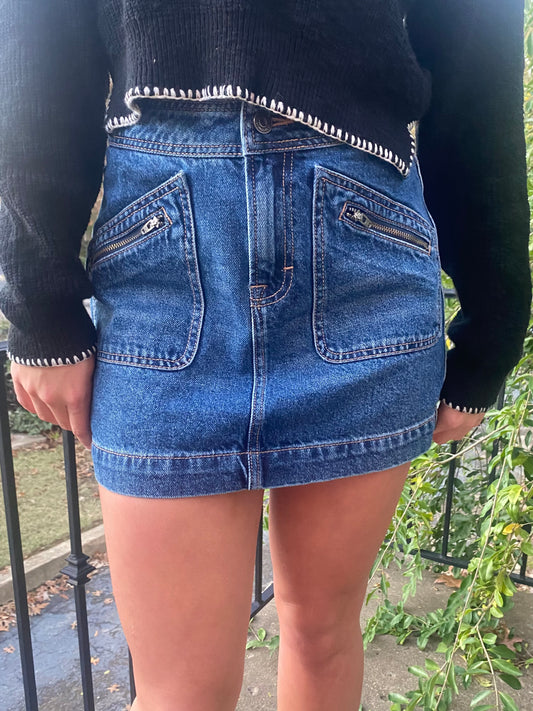 Zip Pocket Denim Skirt