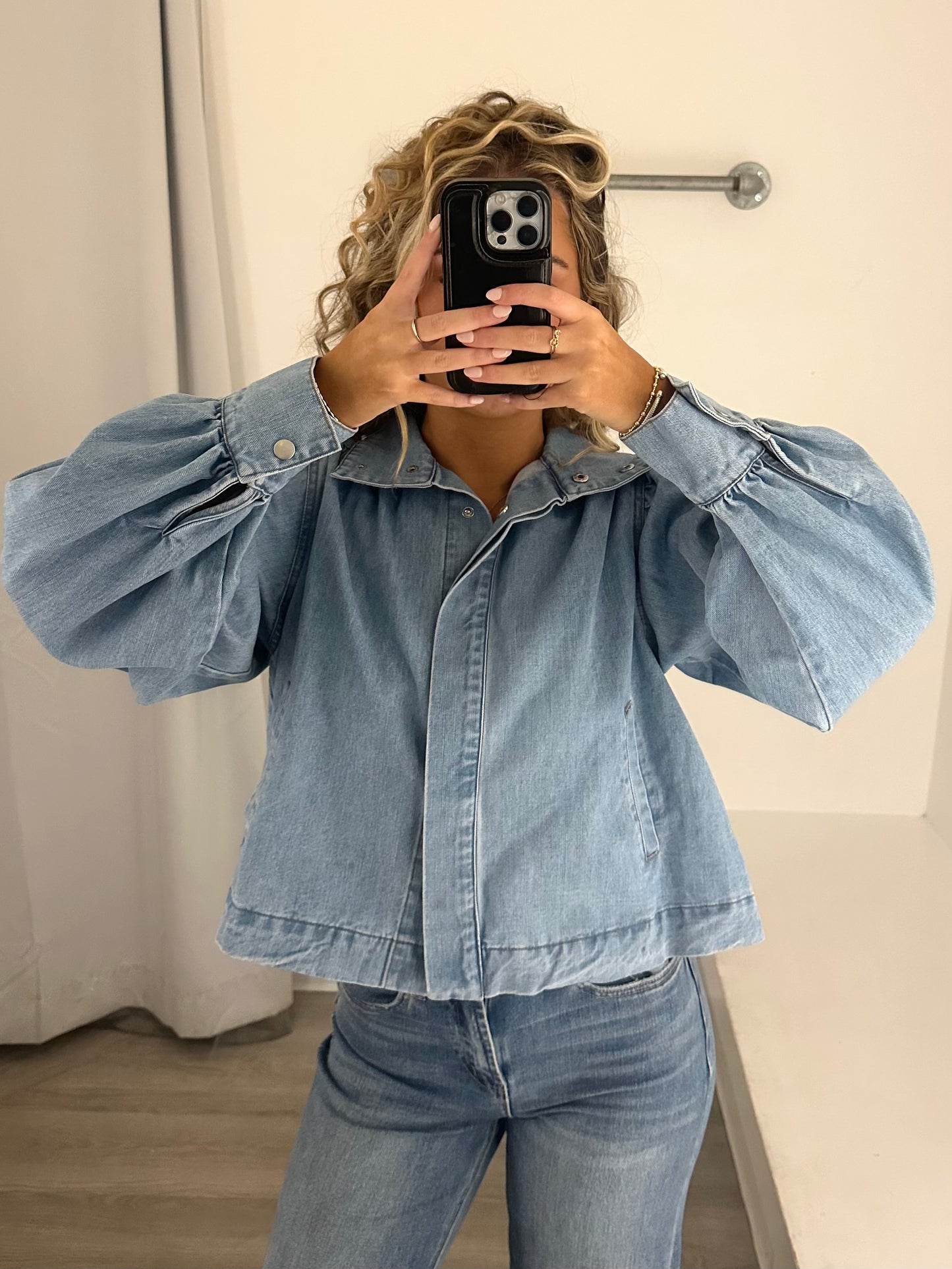 Denim Balloon Sleeve Jacket