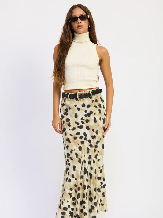 Leopard Belted Maxi Skirt