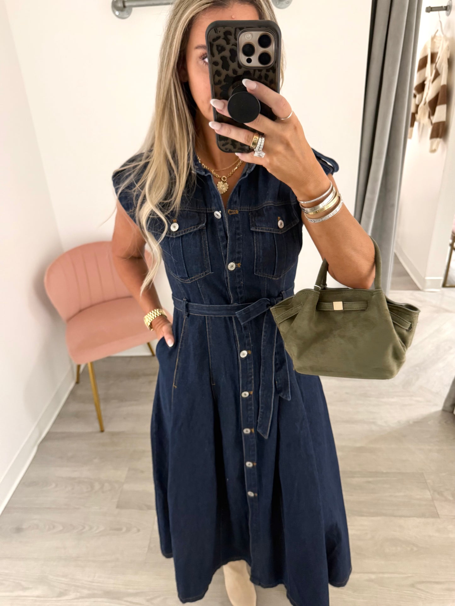 Dk. Denim S/S Belted Maxi