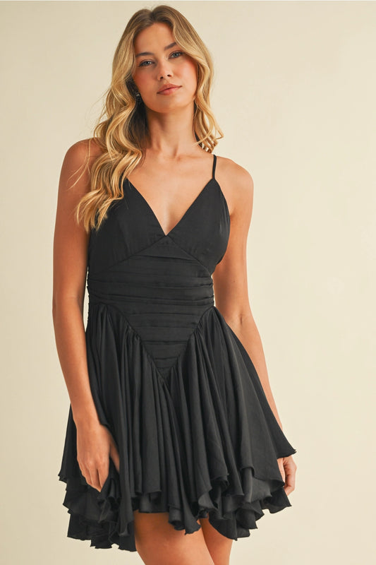 Black Ruffle Flare Mini