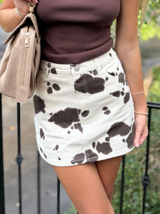 Cow Print Mini Skirt