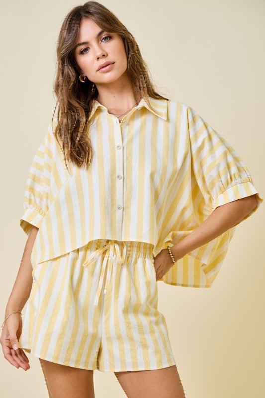 Lemon Striped Boxy Top