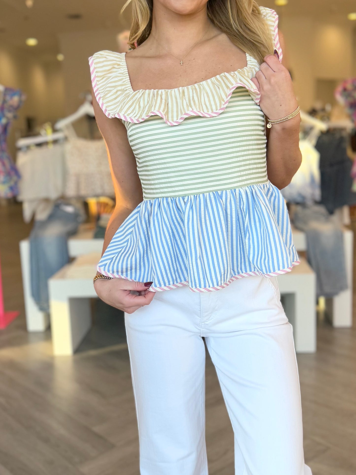 Pastel Blossom Ruffled Top