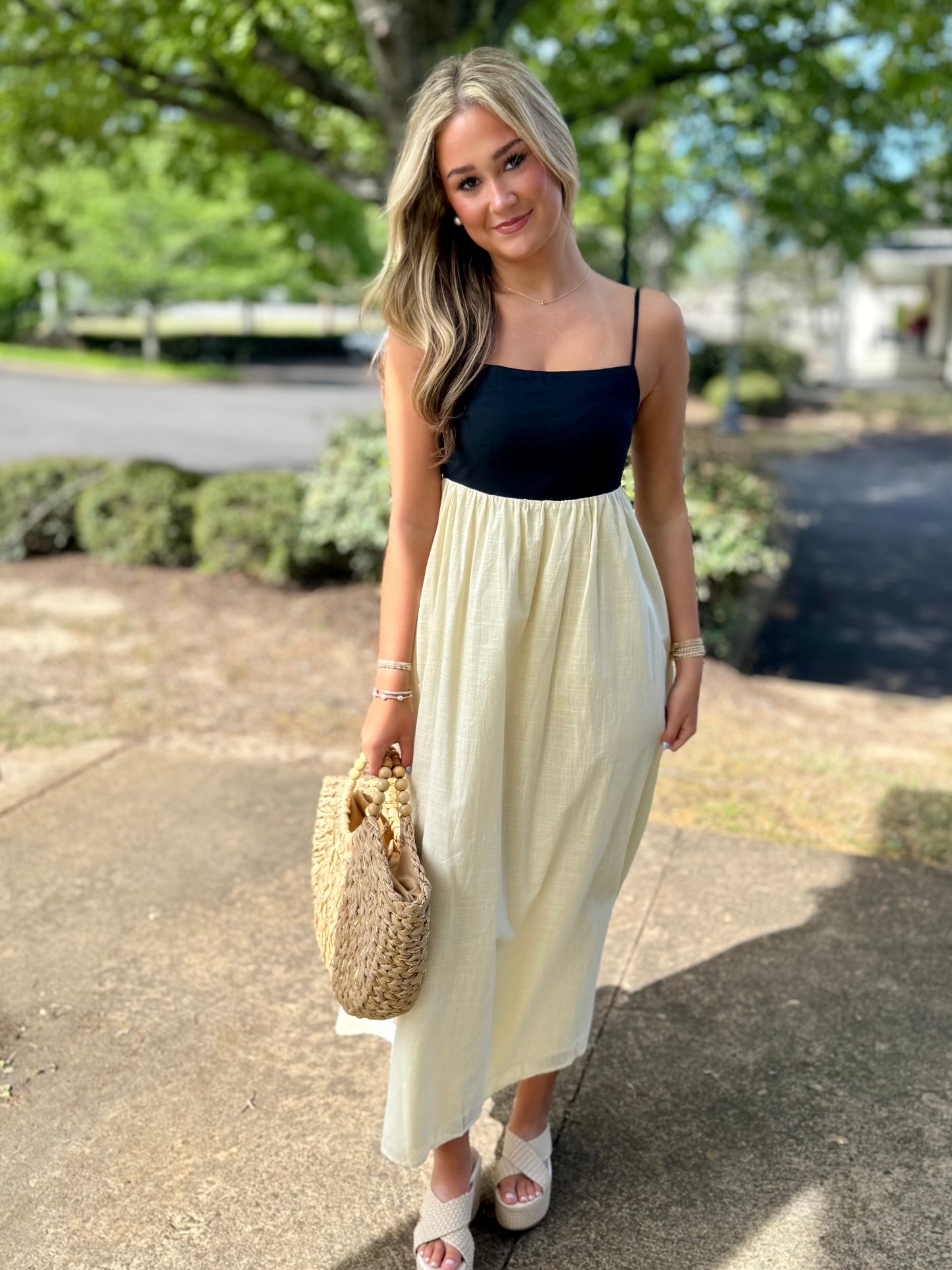 Cream/Black Color Block Maxi