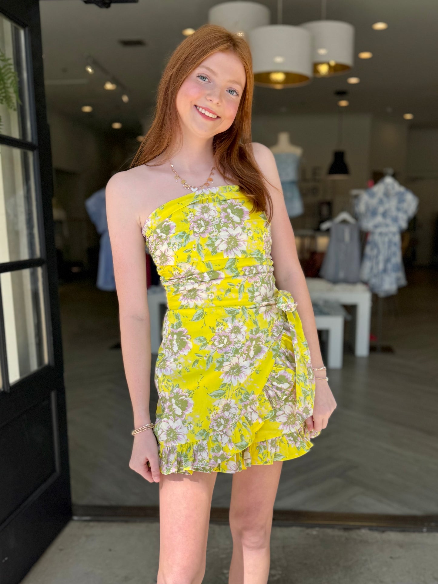 Yellow Floral Overlap Romper