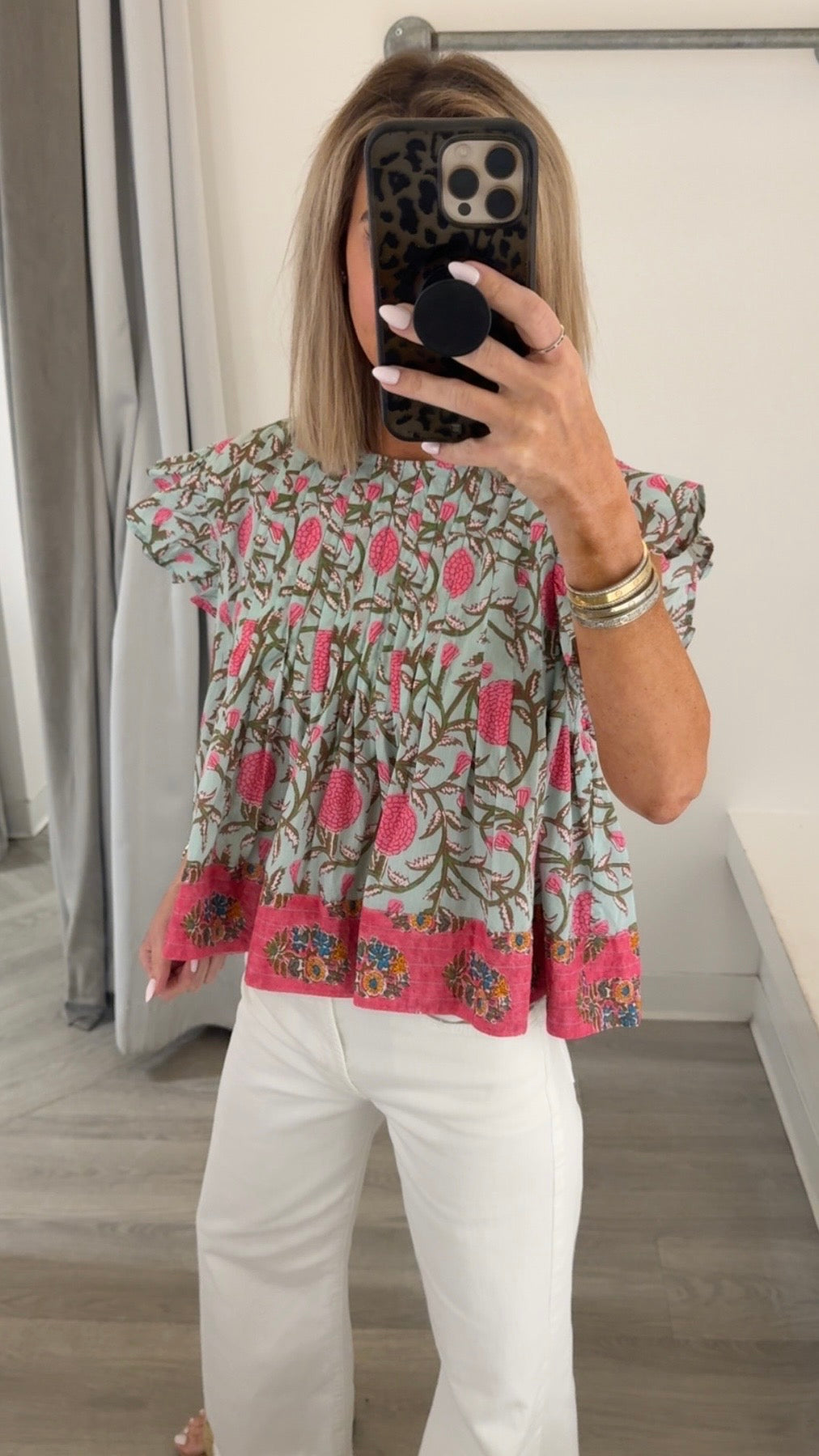 Flutter Sleeve Hydrangea Top