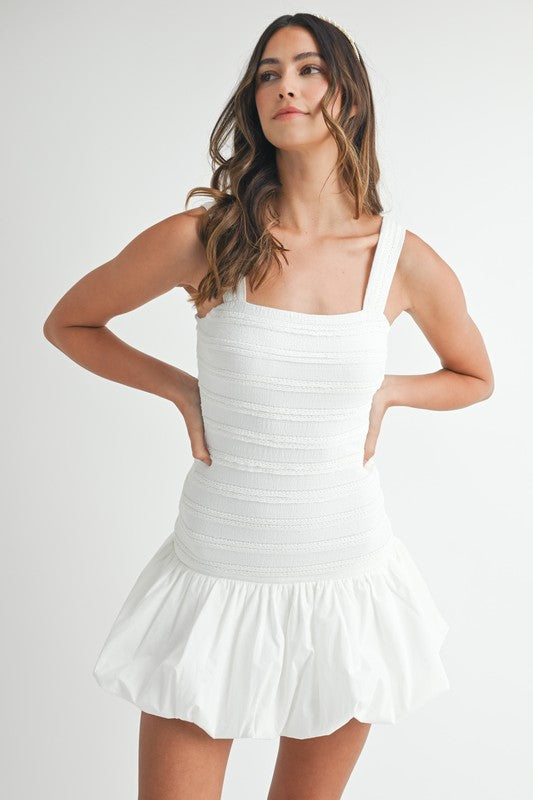 Off White Tiered Lace Bubble Mini