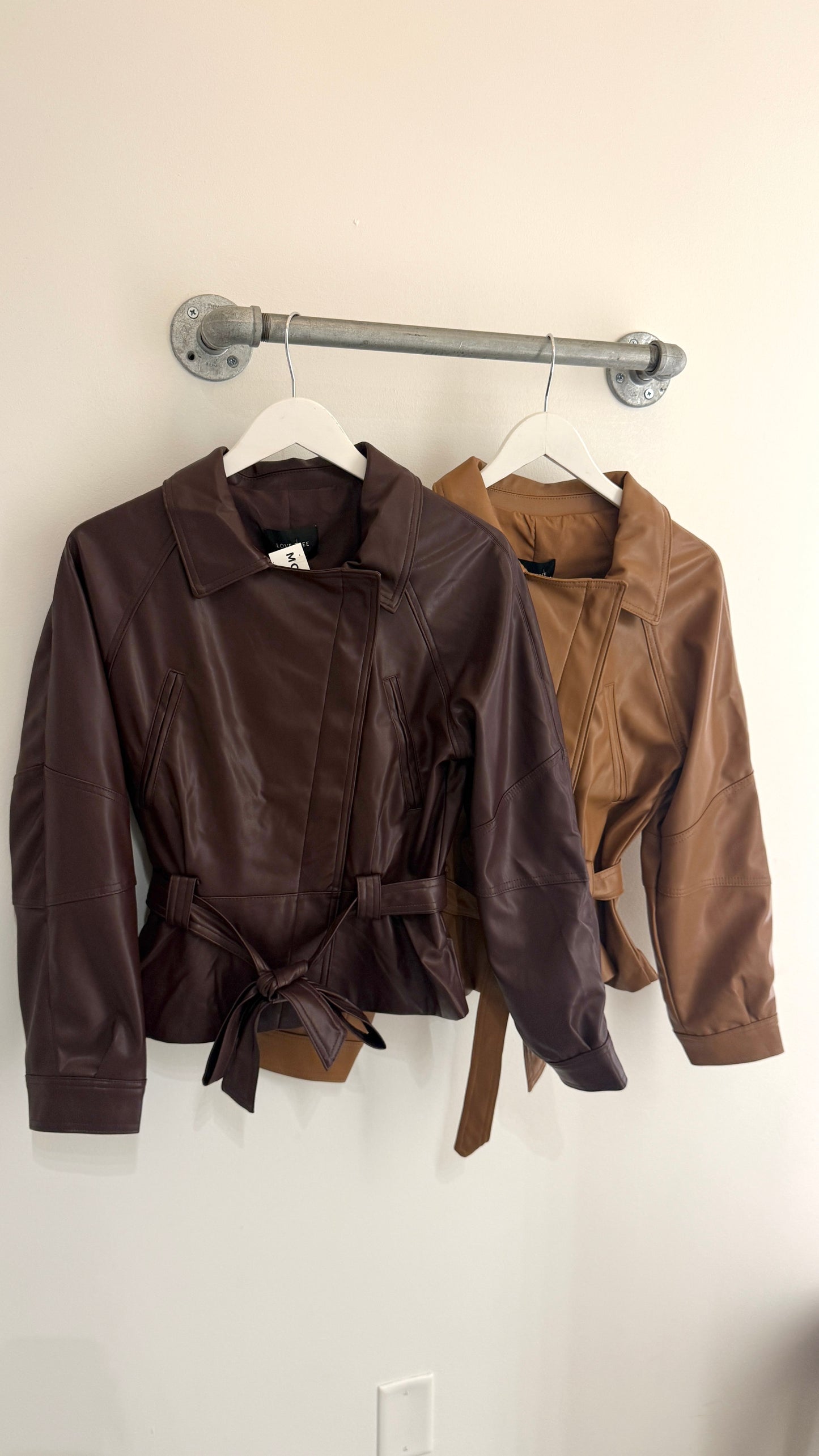 Leather Tie Coat (2 colors)