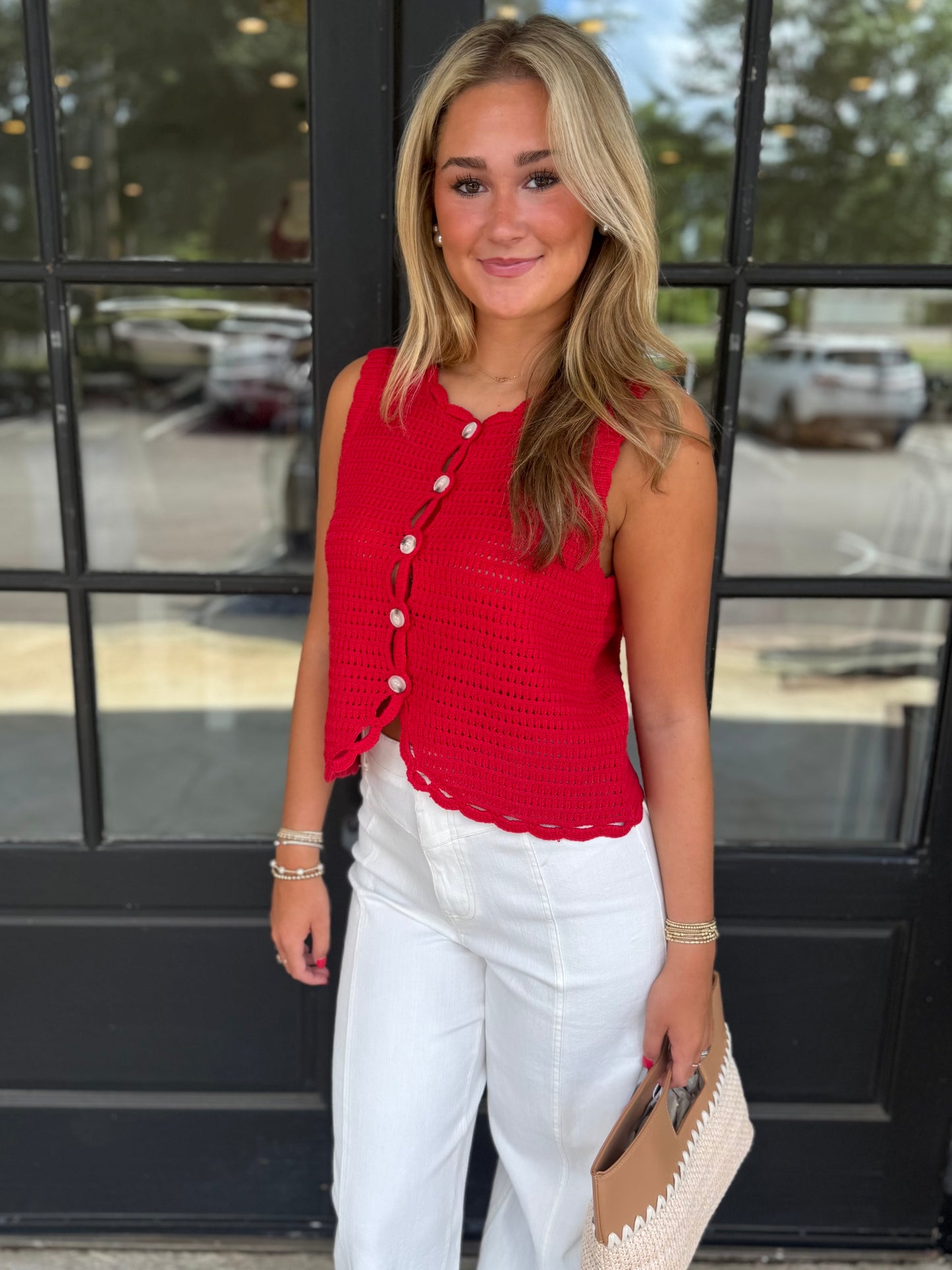 Red Crochet Sleeveless Top