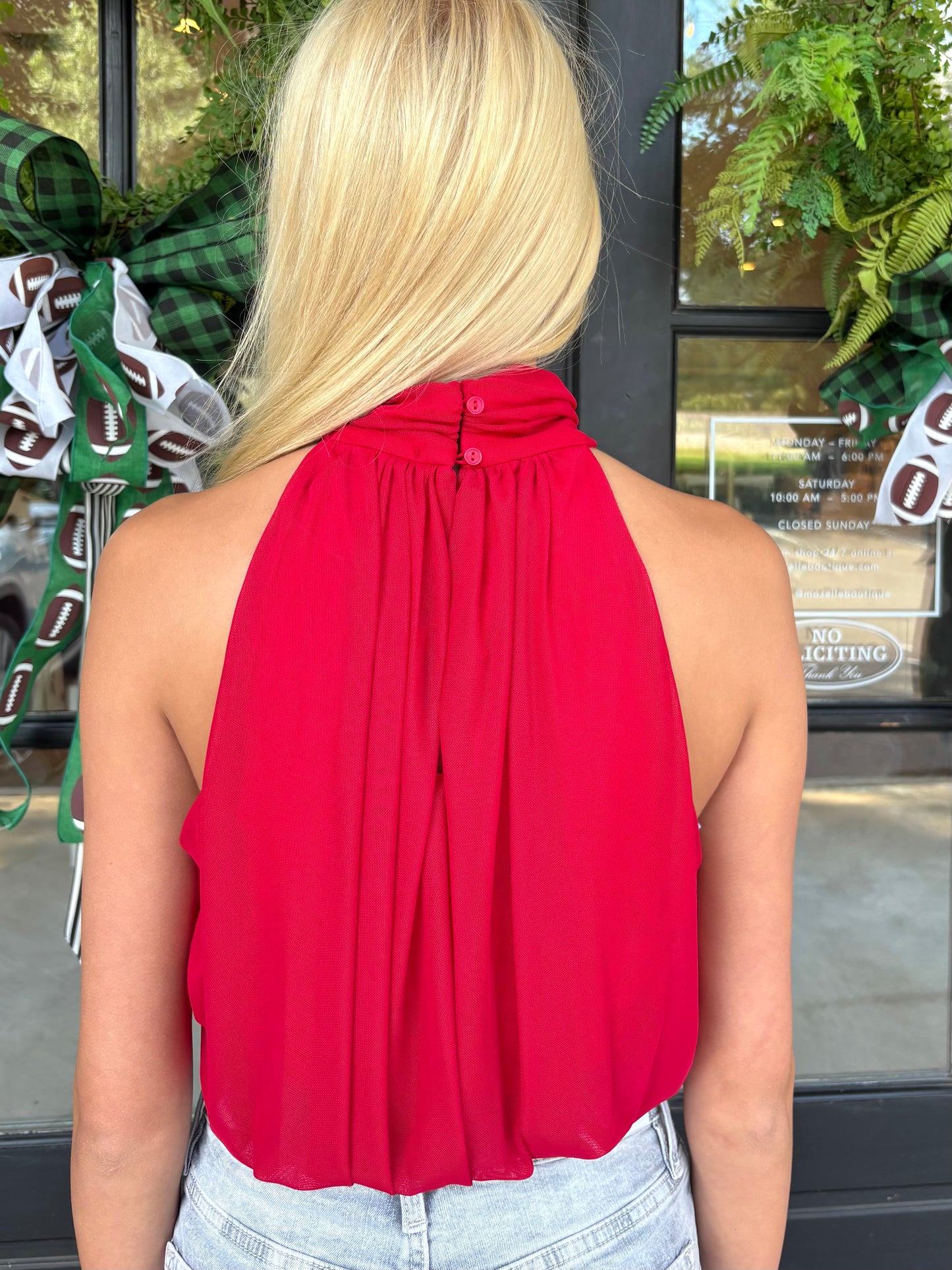 Red Halter Bodysuit