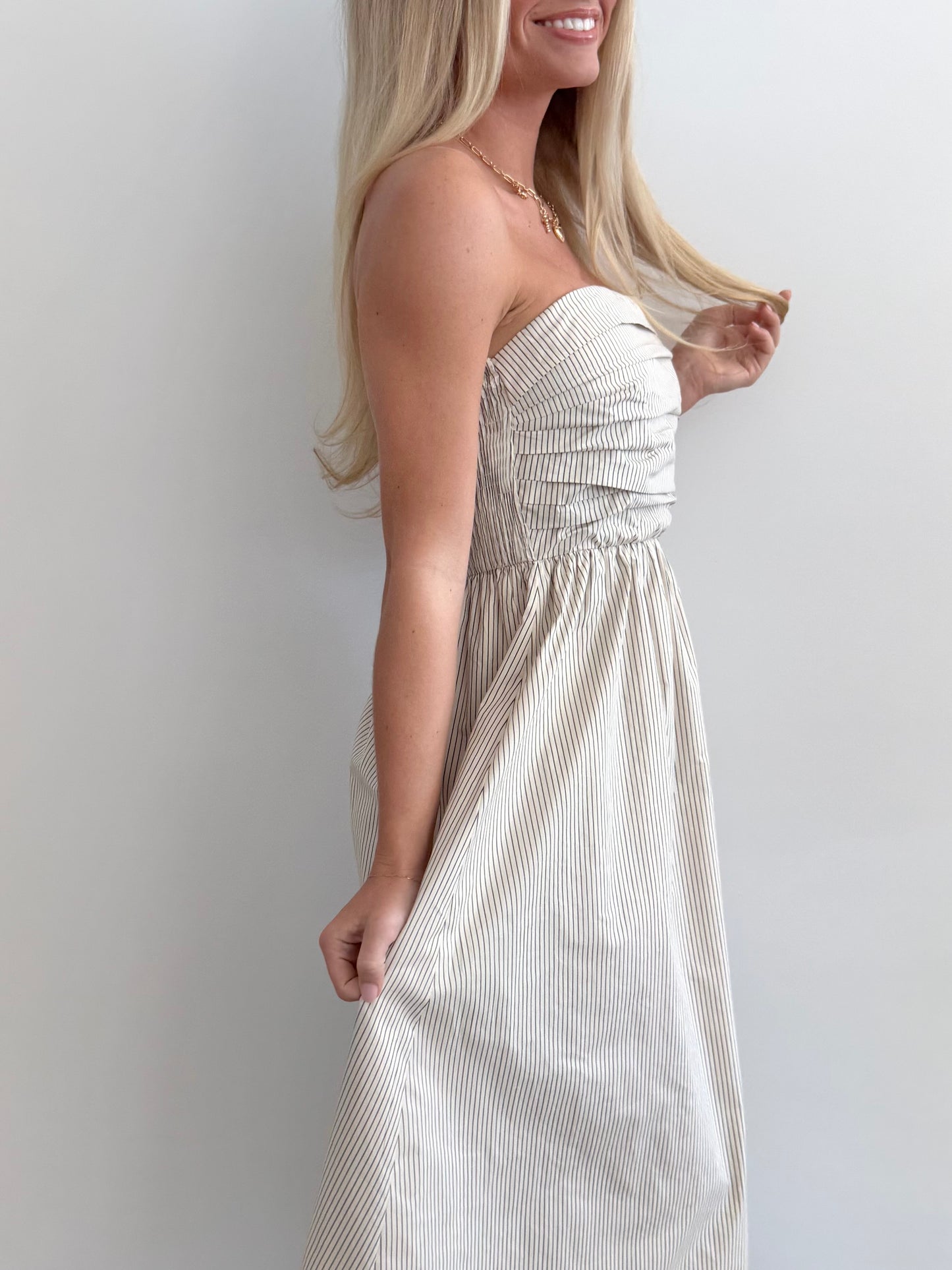 Taupe Tube Stripe Maxi
