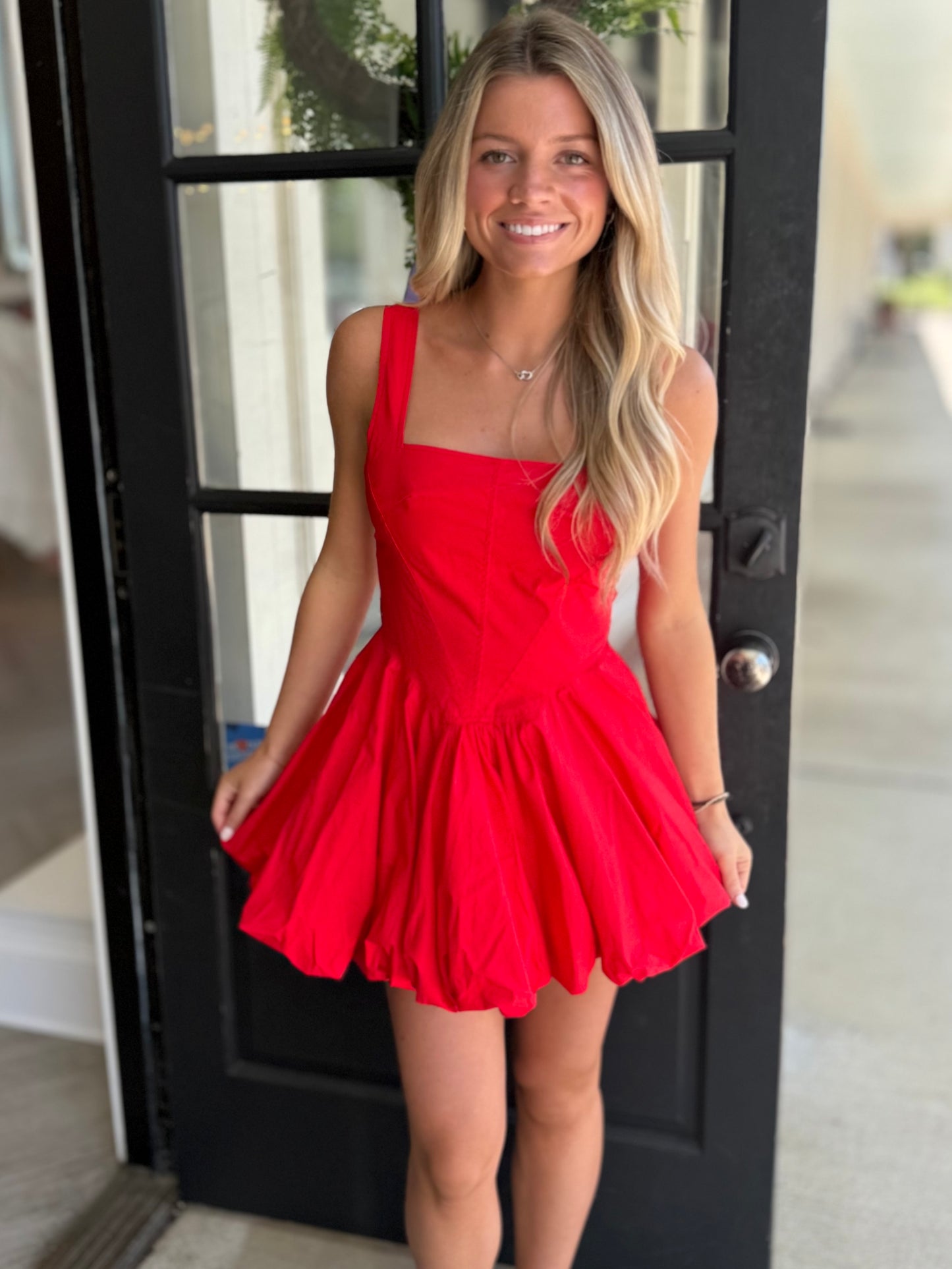 Red Bubble Hem Mini