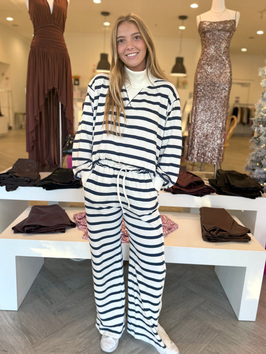 Navy Rock Stripe Mock Neck