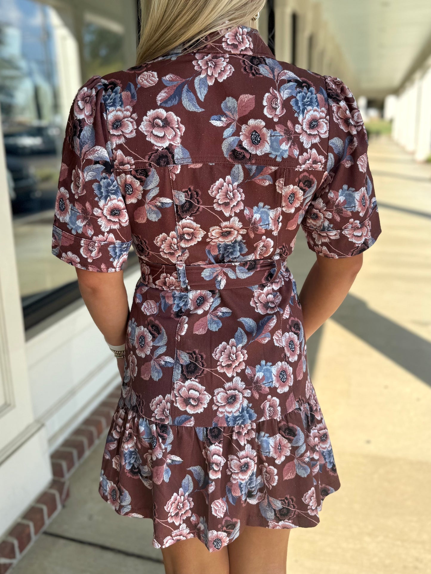 Autumn Floral Denim Dress