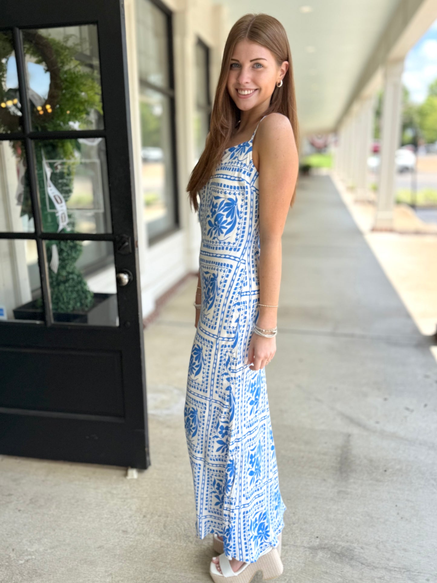 Blue Floral Tile Midi
