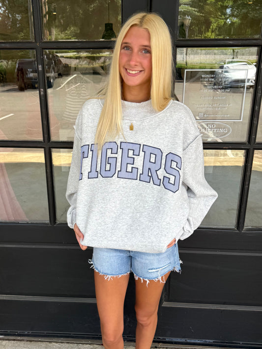 Tigers Embroidered Mock Neck