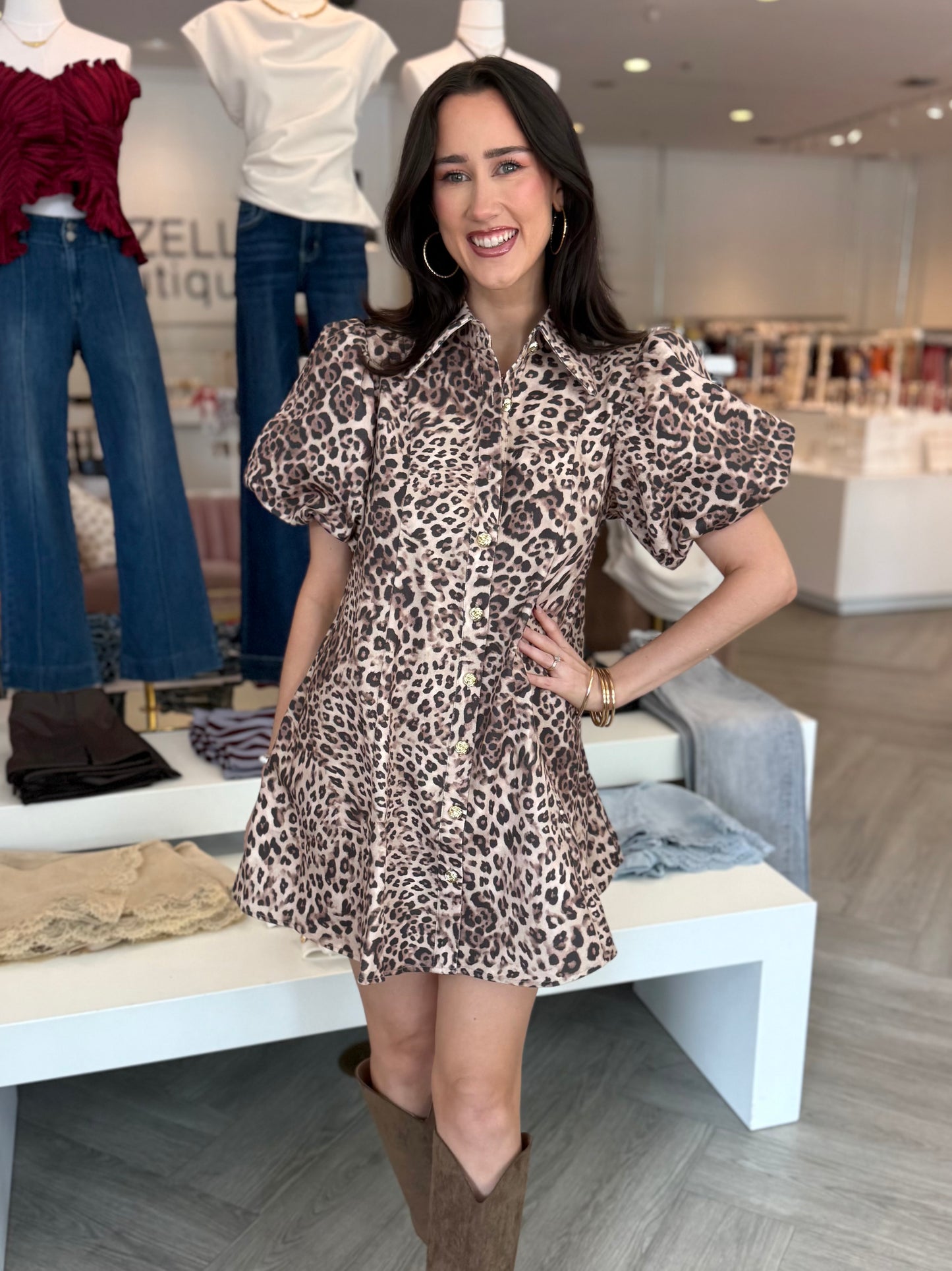 Harper Leopard Puff Sleeve Mini