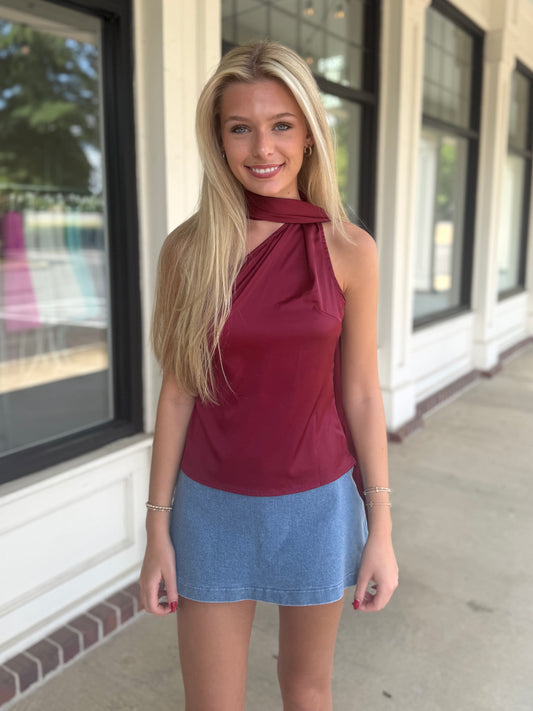 Maroon Scarf Top