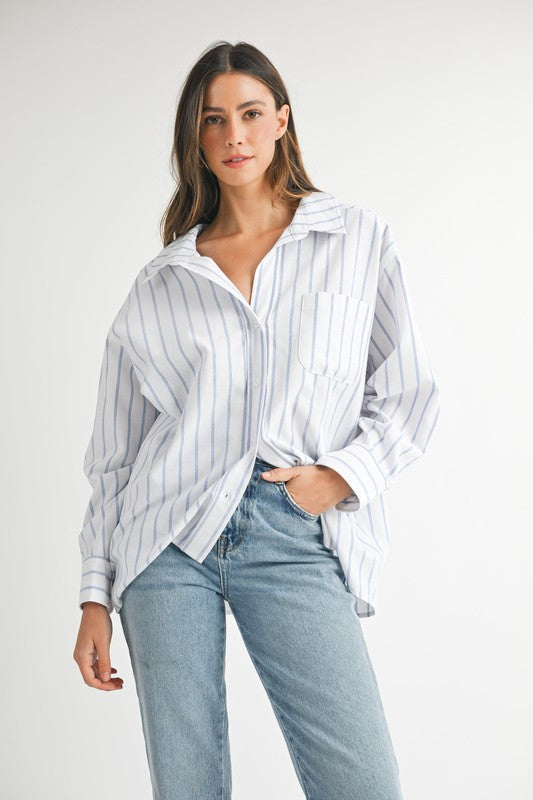 Blue Pin Stripe OS Shirt