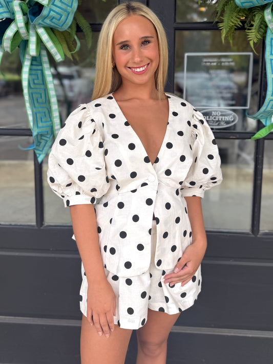 Polka Dot Puff Sleeve Top (2 colors)