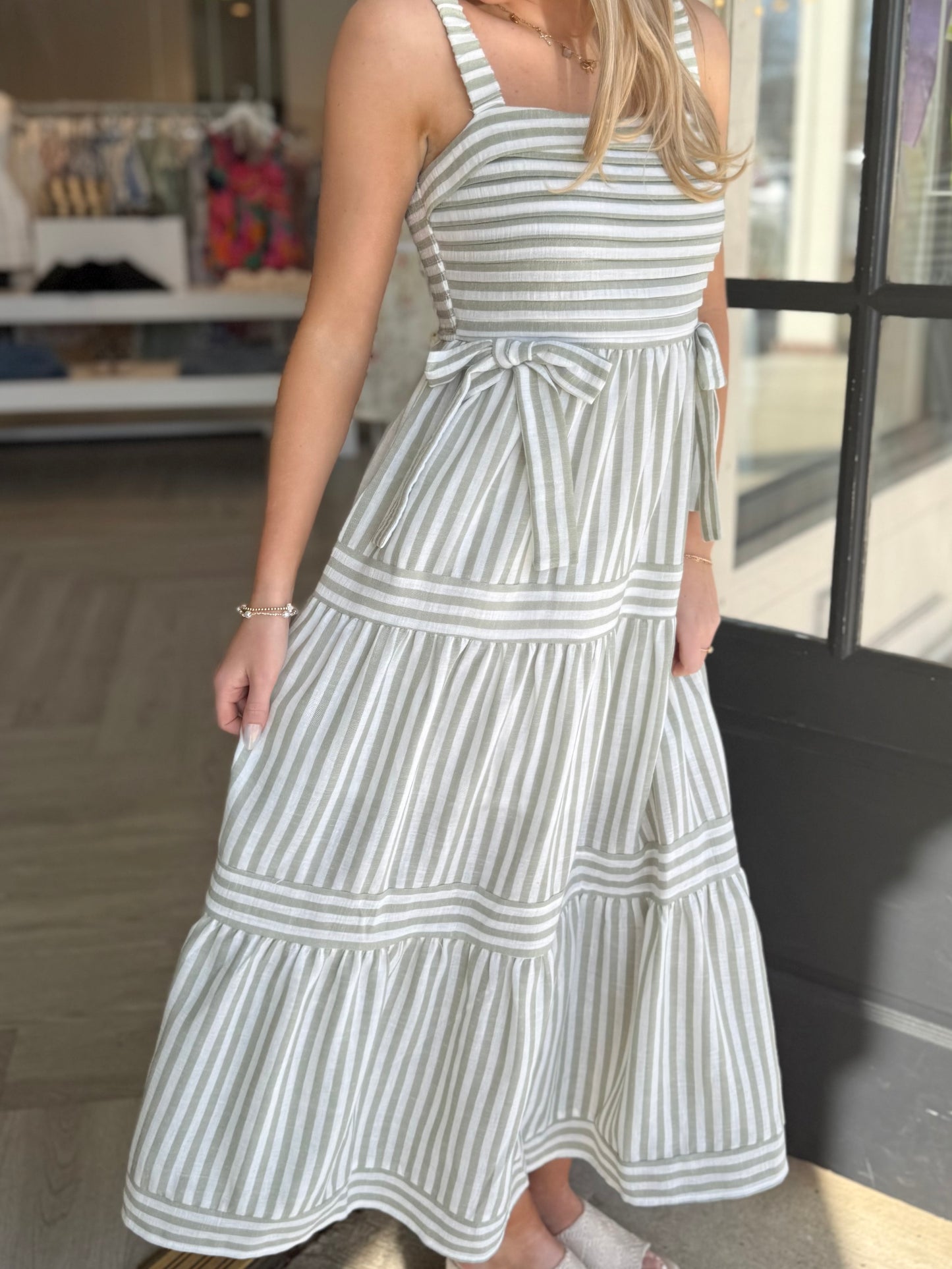 Stripe Tie Detail Midi (2 colors)
