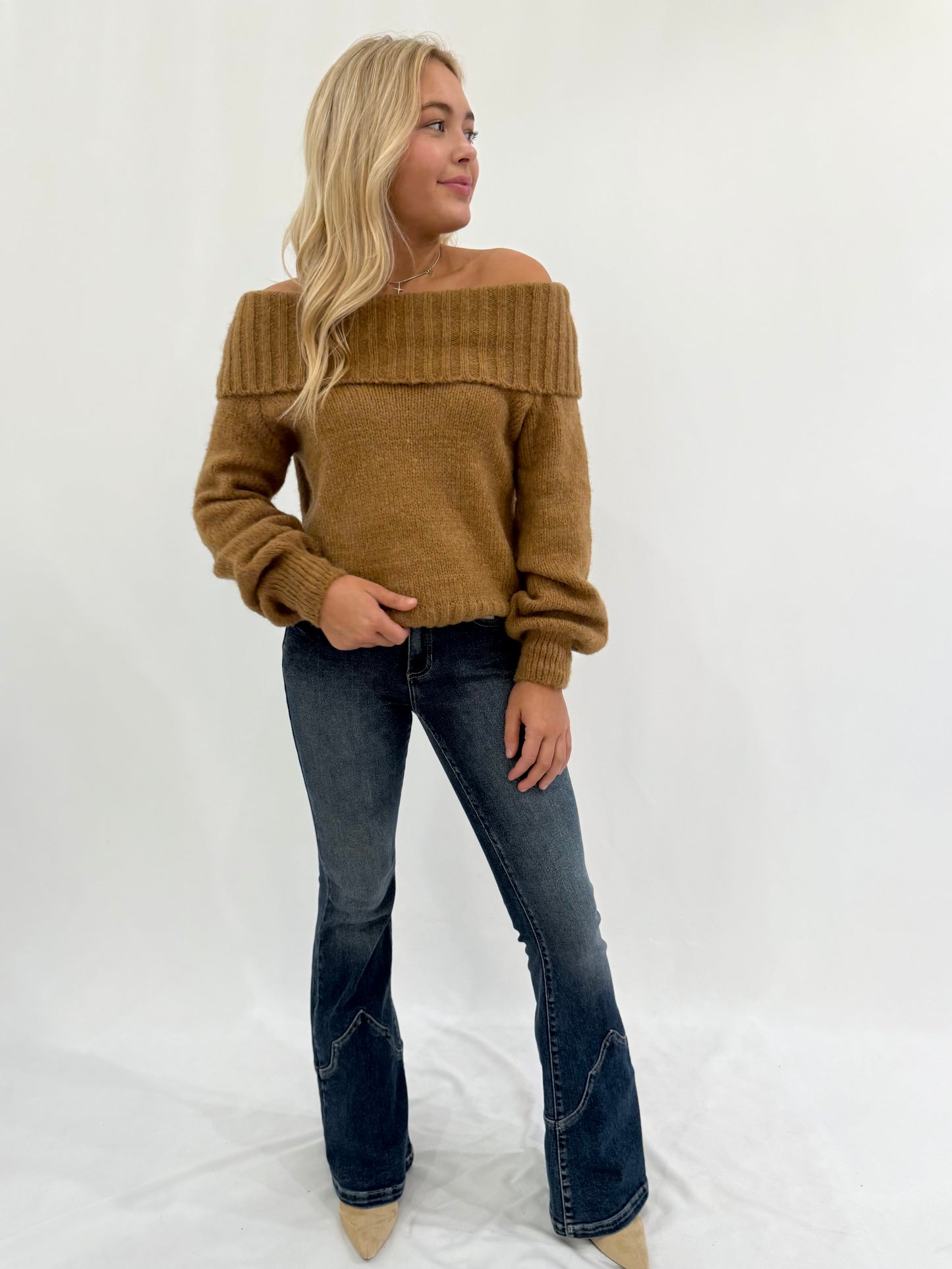 Knit Off Shoulder Sweater (4 colors)