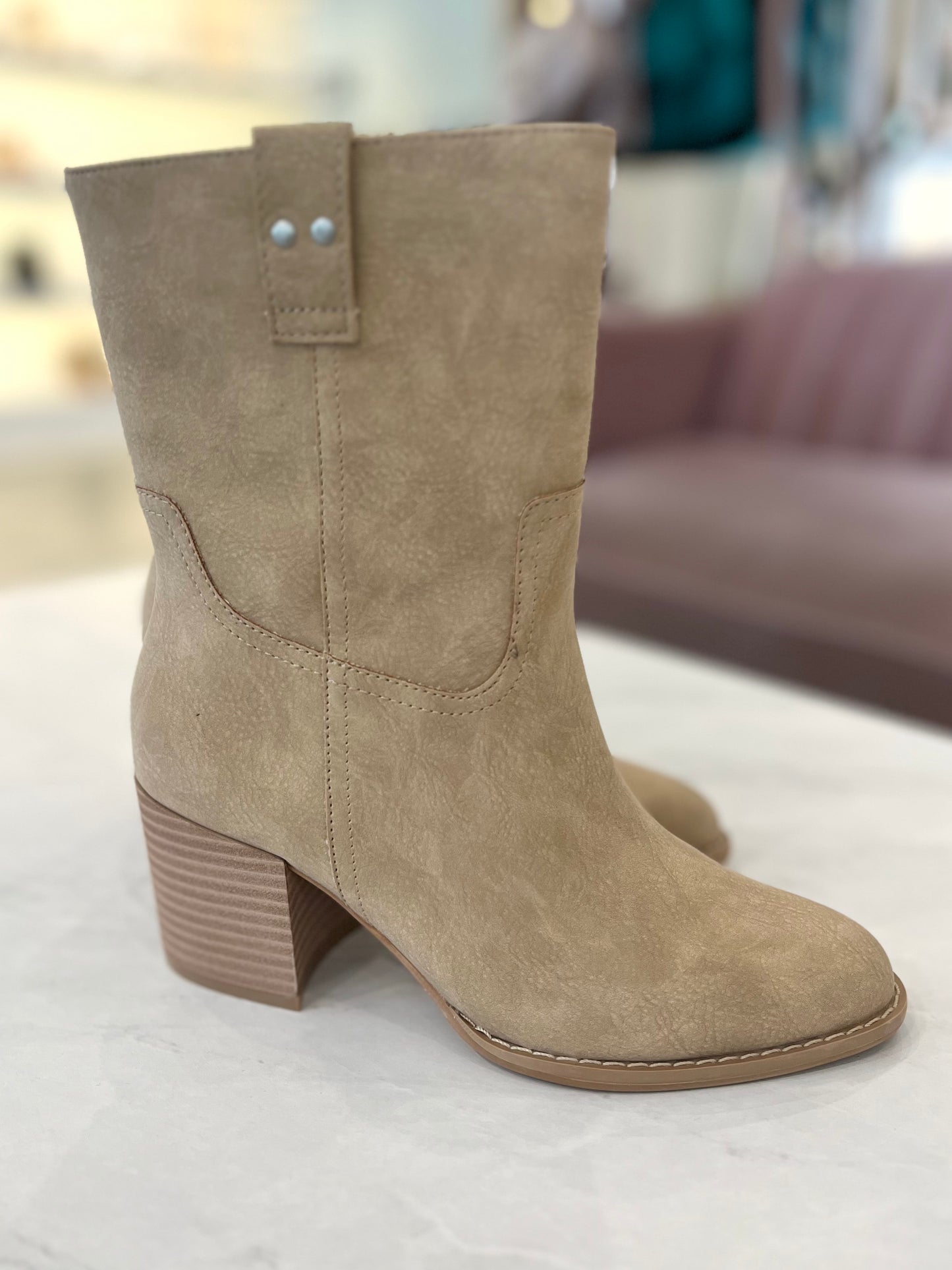 Khaki Classic Heeled Bootie