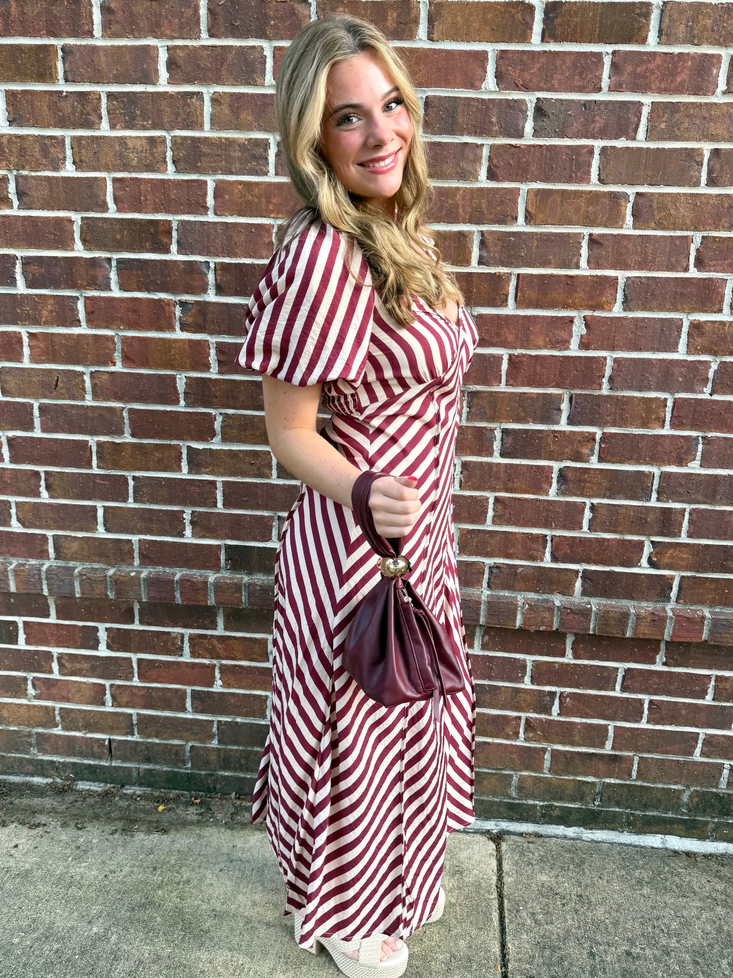 Zig Zag Burgundy Stripe Maxi