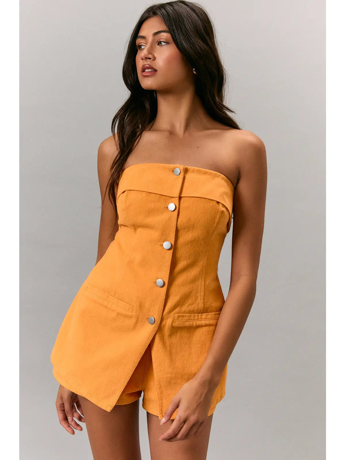 Strapless Twill Romper (2 colors)