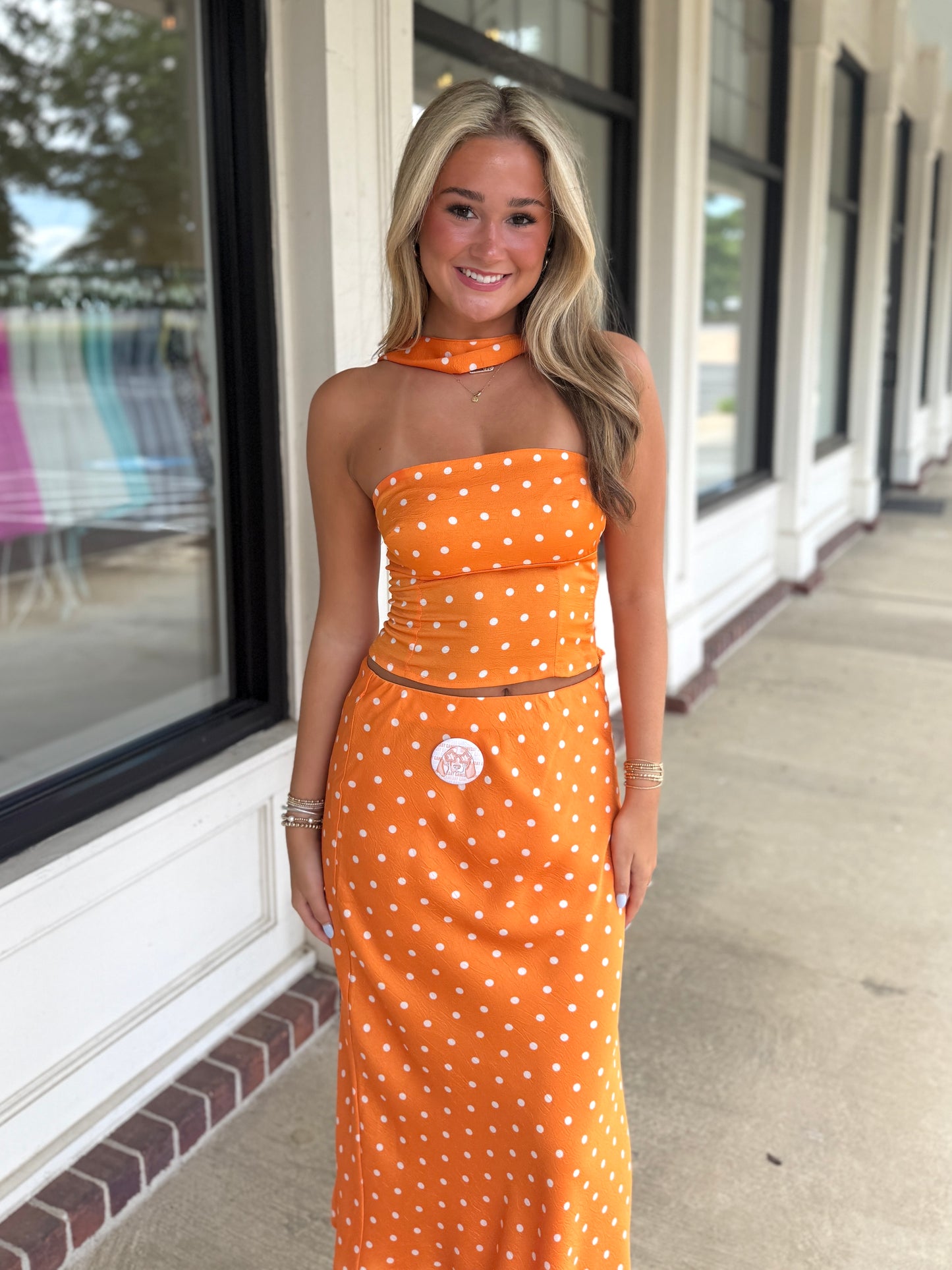 Polka White Dot Maxi Skirt