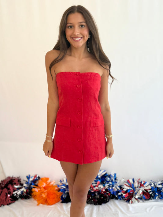 Linen Strapless Dress (2 colors)