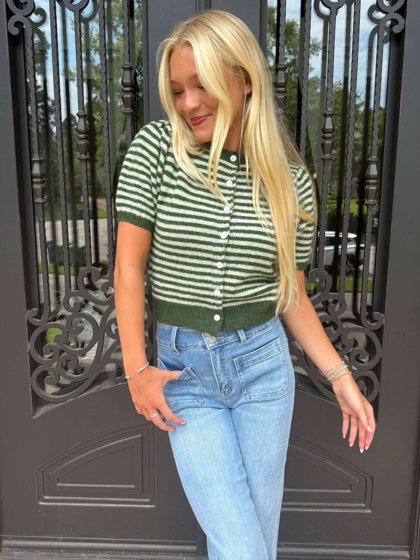 Puff S/S Stripe Cardigan (2 colors)