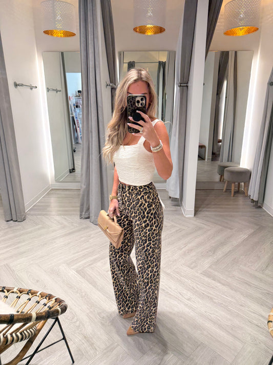 Leopard Print High Rise Wide Leg