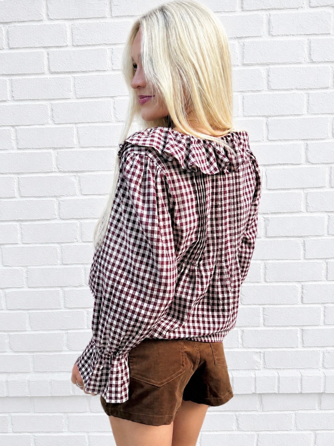 Ruffle Gingham Top