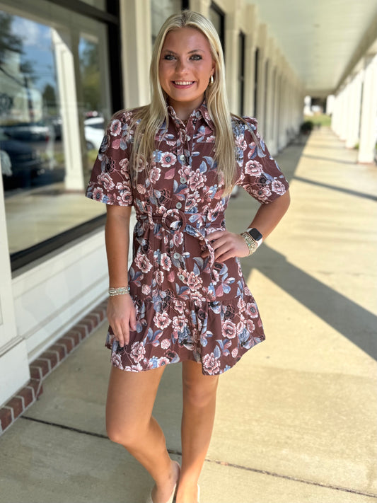 Autumn Floral Denim Dress