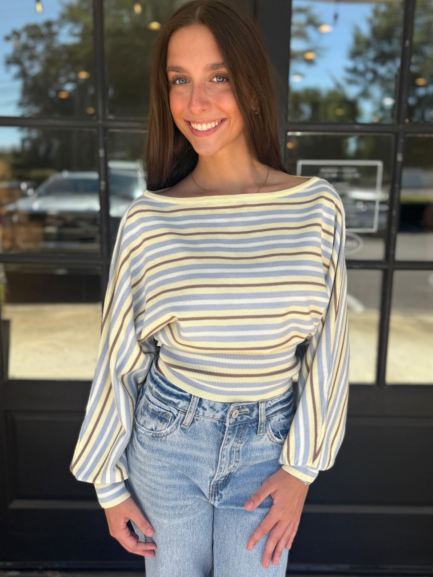 Yellow Multi Dolman Sweater
