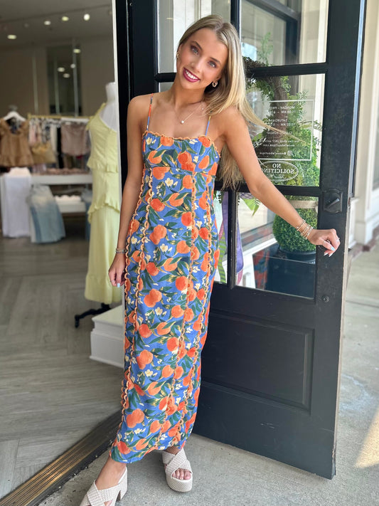 Orange Lace Trim Maxi