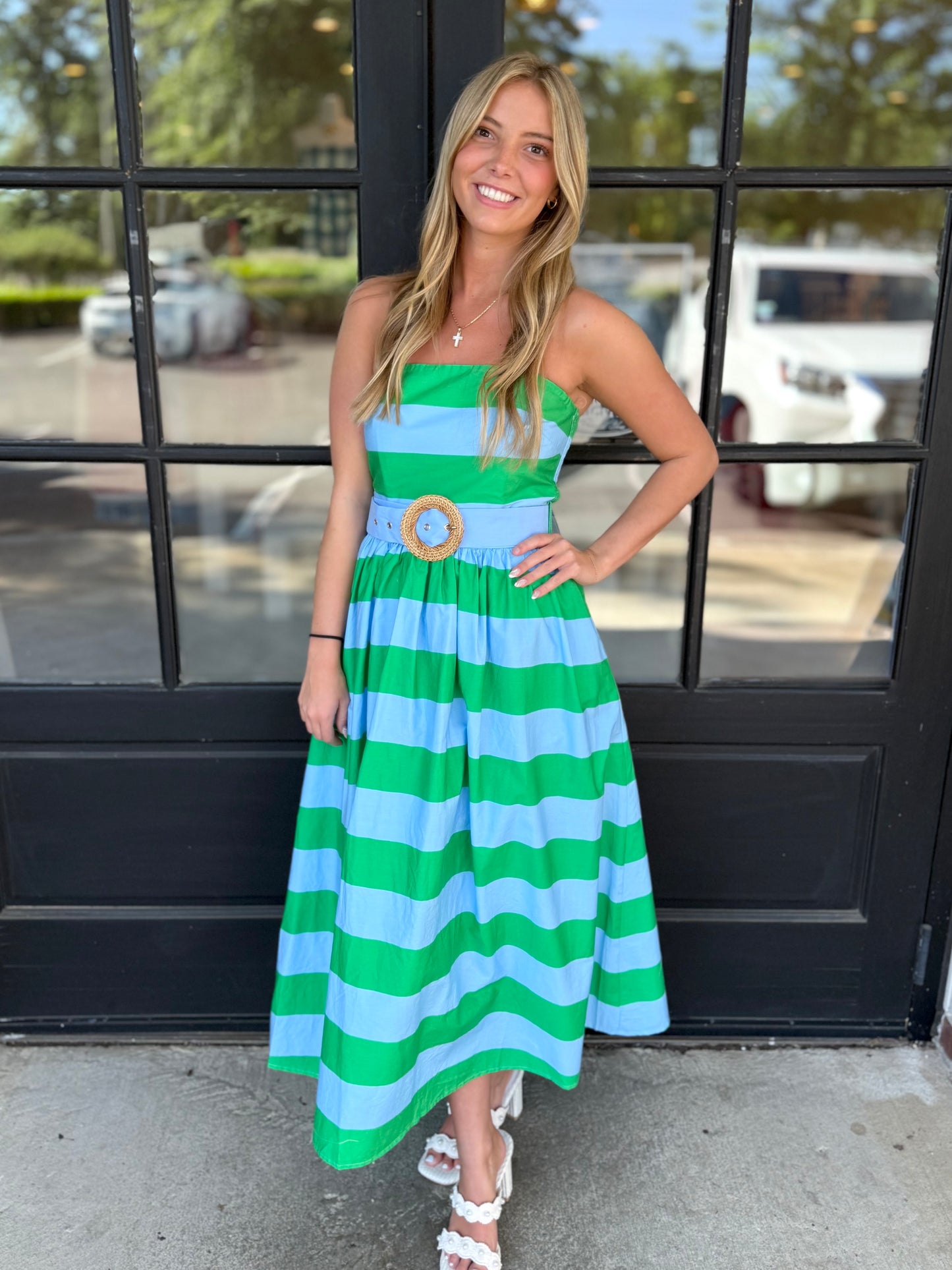 Strapless Belted Stripe Maxi (3 colors)