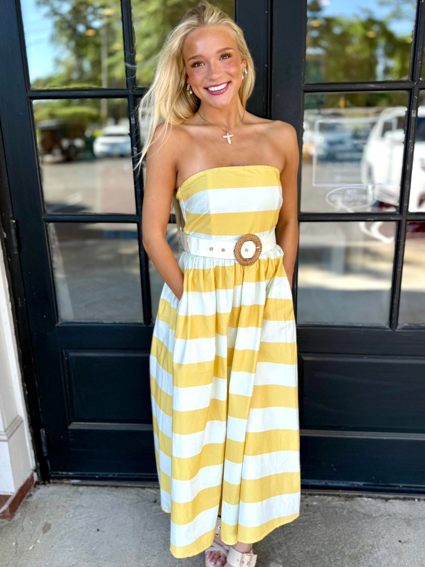 Strapless Belted Stripe Maxi (3 colors)