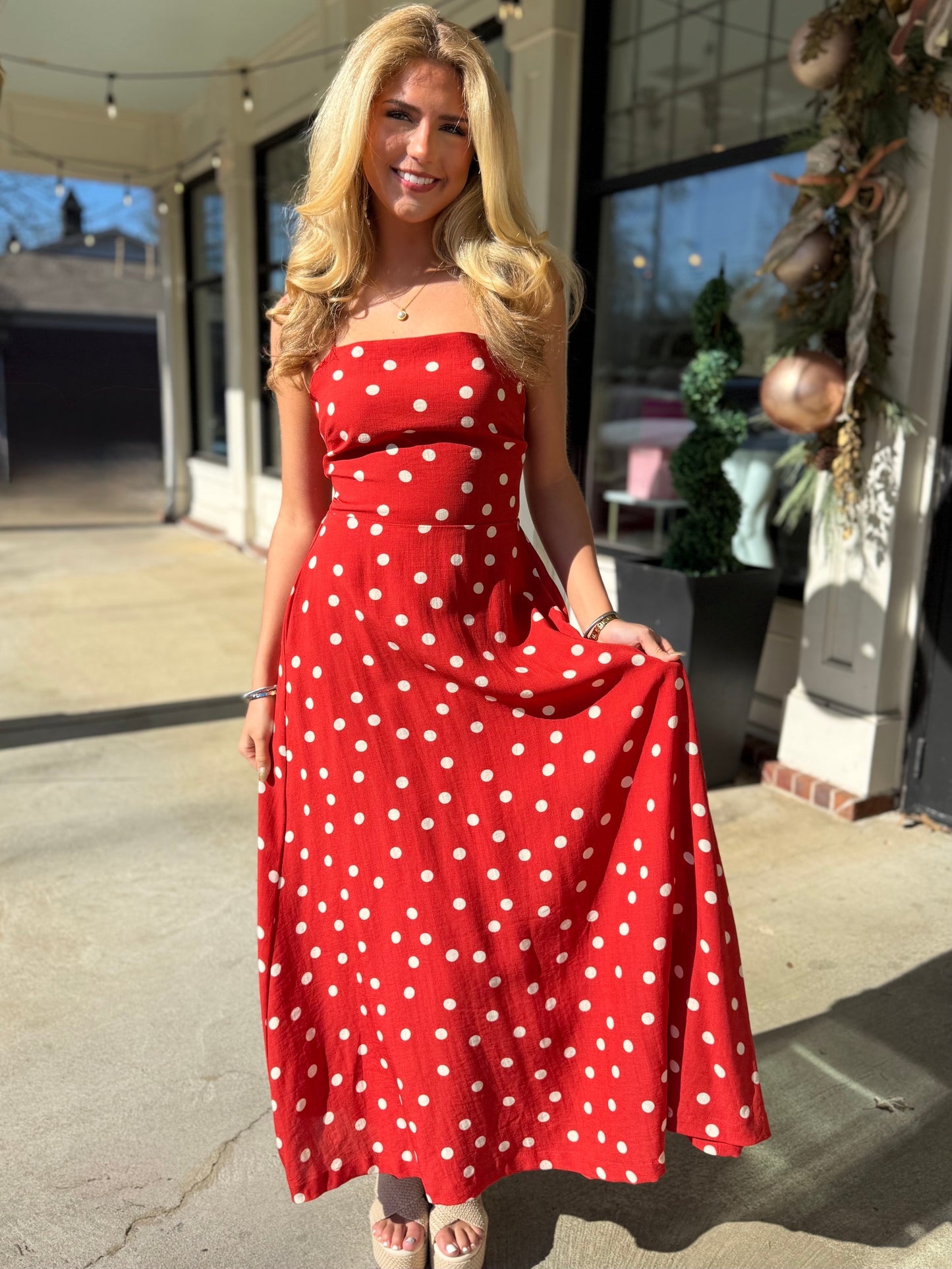 Red Polka Dot Openback Maxi