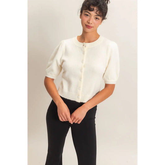 Button-Up Crop Sweater Tee (3 colors)