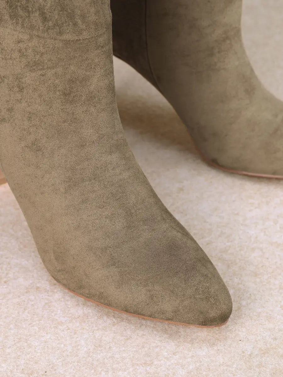 Taupe Kitten Heel Boot
