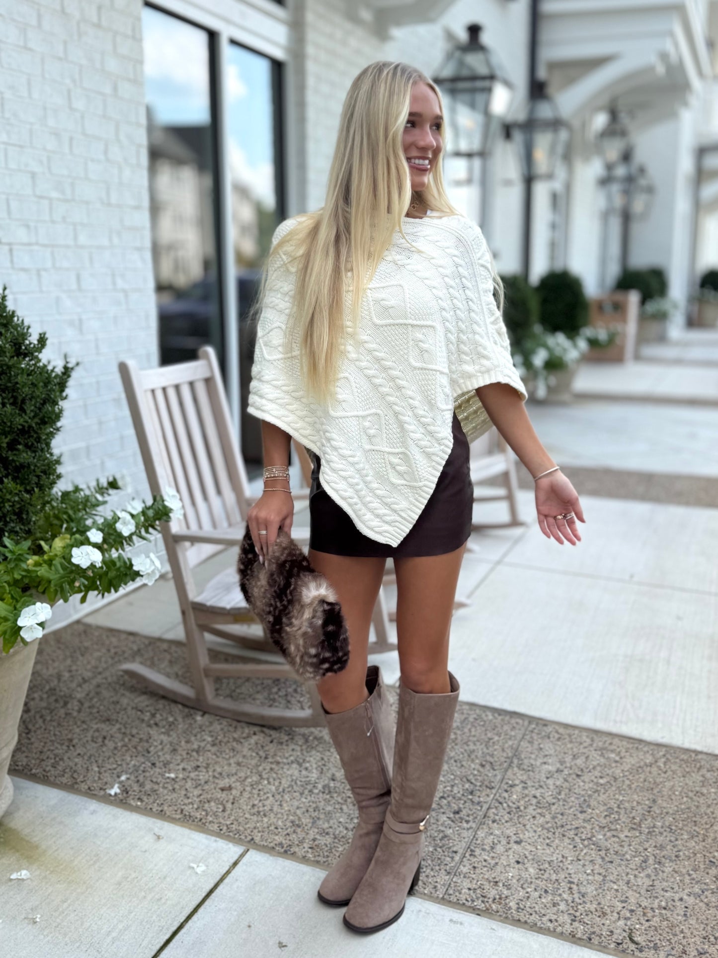 Ivory Poncho Sweater
